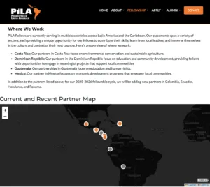 Screenshot of Pila website featuring interactive map